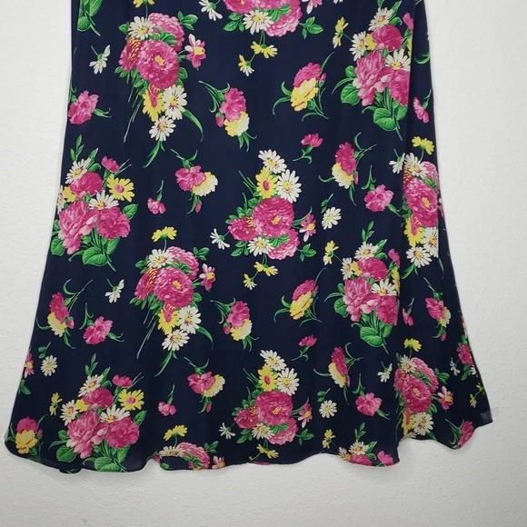 Vintage Lauren Ralph Lauren Womens Silk Floral Maxi Dress Size S Bohemian Y2K - Picture 4 of 16